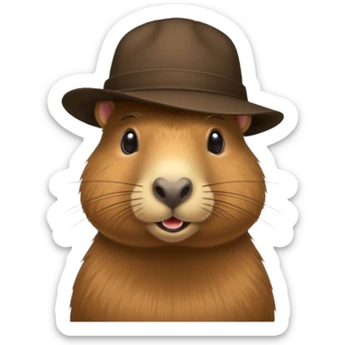 Realistisk Capybara med hat sticker