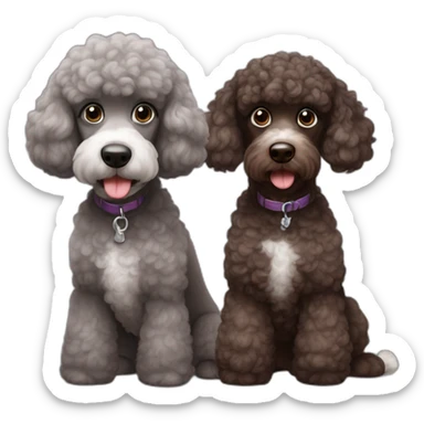 Chocolate and grey two poodles sticker