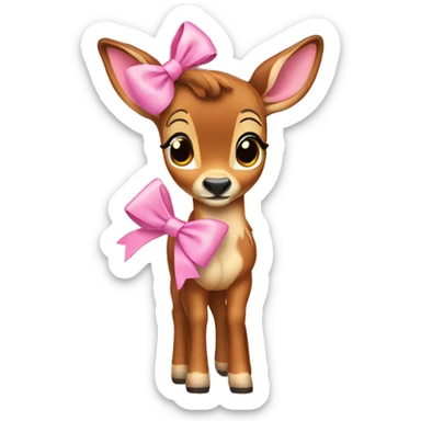 Bambi with a pink bow sticker