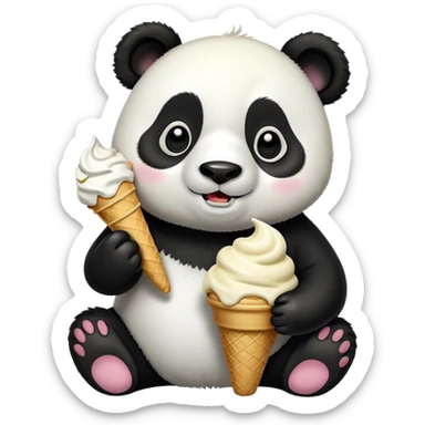Panda eating ice cream sticker