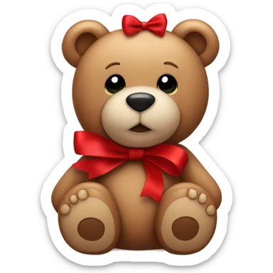 Teddy bear with red bow sticker