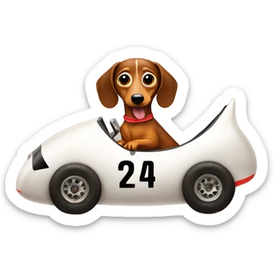 weiner dog in a dirt race car  sticker