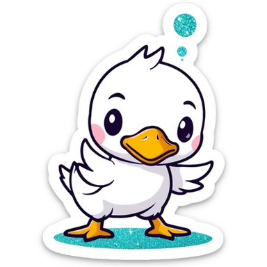 Farting glitter baby duck sticker