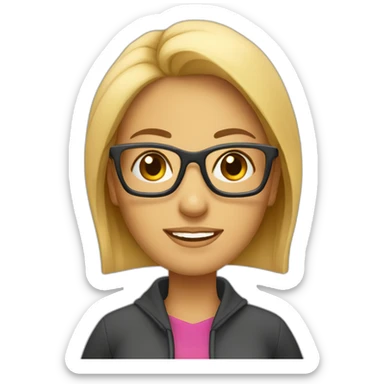 Mujer estudiante mediana edad rubia y con gafas sticker