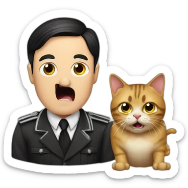 hitler and a cat hissing at him sticker