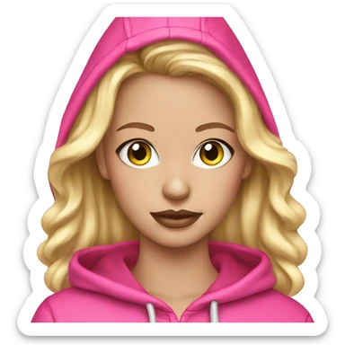 Blonde Girl Glitter Pink hoodie earrings sticker