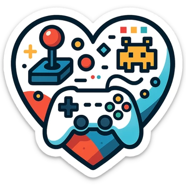 heart with a gaming theme sticker