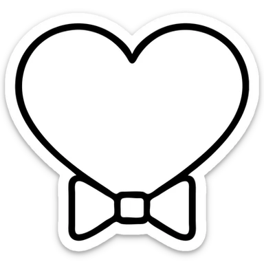 iconic heart with a bow tie accent, clean lines, simple and clear sticker