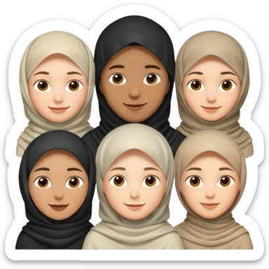 1 man not veiled with short hair and 4 veiled women sticker