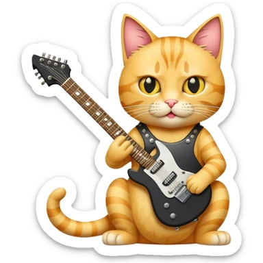 Yellow tabby cat playing heavy metal guitar sticker