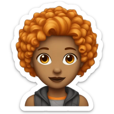 girl with Wolf hair cut orange sticker