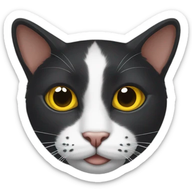 Gato negro con manchas blancas-ojos amarillos sticker