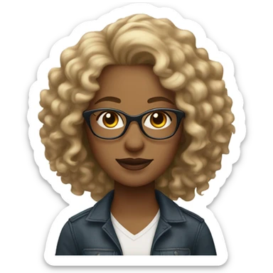 Gorgeous light brown woman with blonde curly hair and glasses sticker