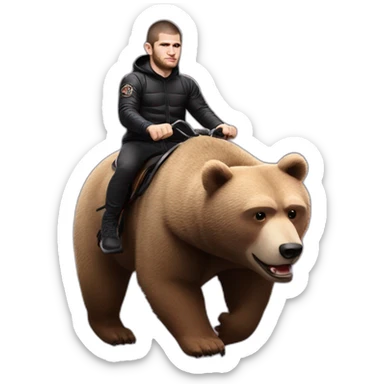 khabib nurmagomedov riding a bear sticker