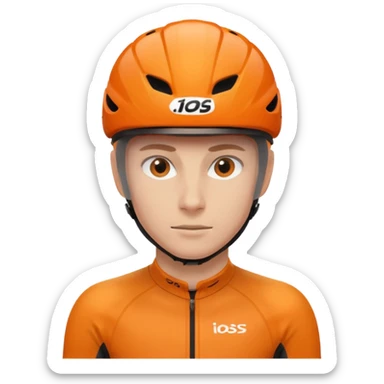 bicycle racer helmet orange sticker