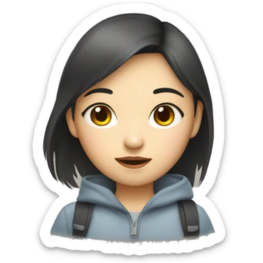 young asian girl art school student sticker