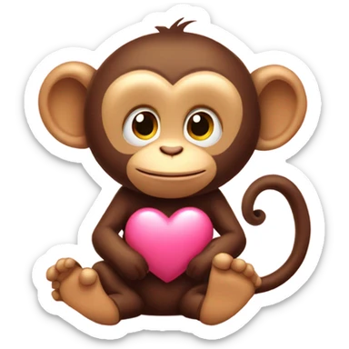 Shy monkey love hearts sticker