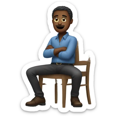 a man sits on a chair and says “no” with his hands sticker