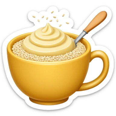 cup of sugar and sesame seeds and butter without a face sticker