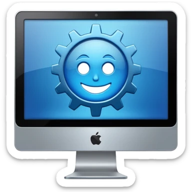 software development gear icon in computer sticker