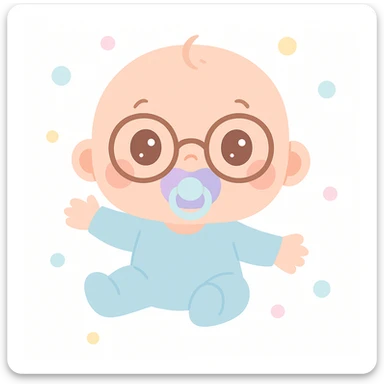 Add eyeglasses to the baby in the image. sticker