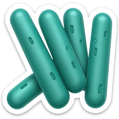 Multiple Lactobacillus bacteria emojis, thick rod shape, teal green, soft fibrous texture, clean ingredient icon style
 sticker