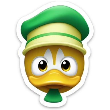 Donald Duck with green and yellow  sticker