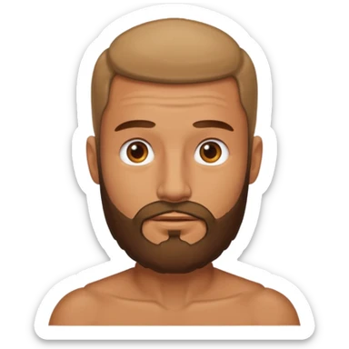Hombre marrón bronceado con la pelada sin broncear y barba sticker