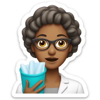 MUJER CON PRODUCTOS COMO SHAMPO EN EL LAS MANOS sticker