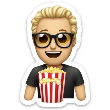 hombre con gafas de cine comiendo popcorns sticker
