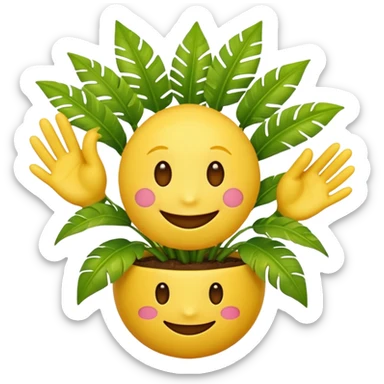 yellow emoji face with palm plant sticker