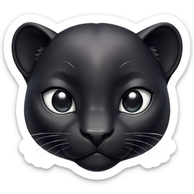 Cinematic Cute black Panther Portrait Emoji, Head tilted playfully and inquisitively, with a smooth, streamlined form accentuated by a subtle sheen and round, sparkling eyes filled with charm, Simplified yet irresistibly adorable features, highly detailed, glowing with a warm, inviting glow, high shine, affectionate and lively, stylized with a touch of whimsical mystery, bright and endearing, soft glowing outline, capturing the essence of a mischievous yet loving black Panther that seems as if it could pounce out of the screen into your arms! sticker