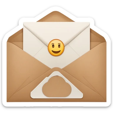 blank greeting card open with brown envelope next to it sticker