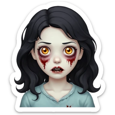garota zumbi com cabelo preto ondulado sticker