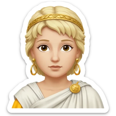 Ancient Roman woman with earrings and blonde hair, ancient clothes sticker