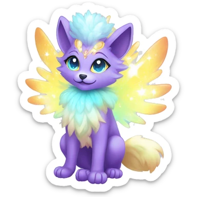 Shiny Sparkly Colorful Fluffy beautiful fantasy Kawaii Ethereal Anthro Sona Nebula-Crystal-Fakemon-animal sticker