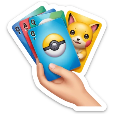 Pokemon cards in a hand sticker