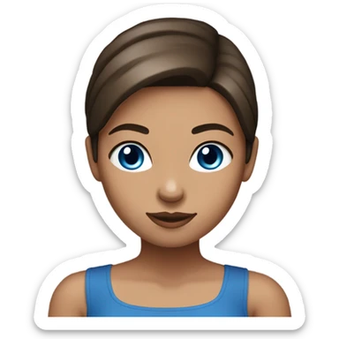 girl with brown straight hair with blue eyes and a black tube top sticker