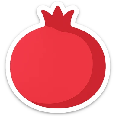 a pomegranate, minimal flat icon style, simple shapes, bold red sticker