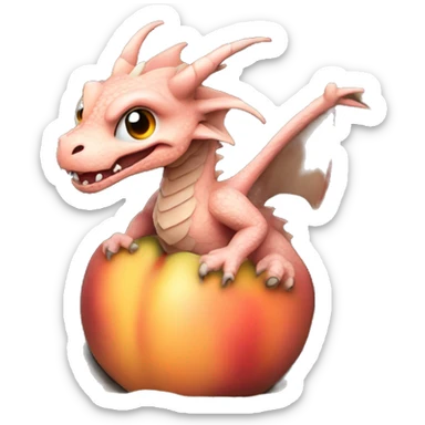 Dragon crawling out of a hole in a peach sticker
