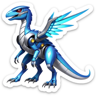 Shiny Futuristic Fakemon-Pokemon-Digimon-Spectrobes-Raptor-fusion, full body sticker