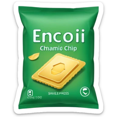 green pacaged chip with a chip image on it without writing sticker