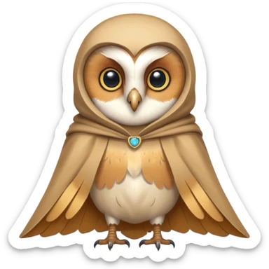 barn owl in beige cloak sticker