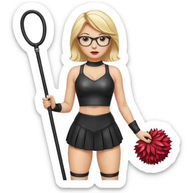  Sexy Dominatrix blonde hair and glasses full body with whip in a cheerleaders outfit  sticker