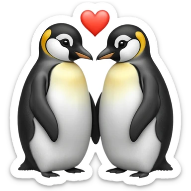 2 emperor penguins facing each other making a heart but no heart emoji sticker