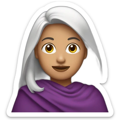 Emoji mujer con ruana morada sticker