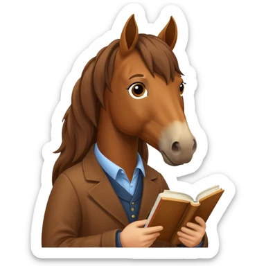 brown horse with book sticker