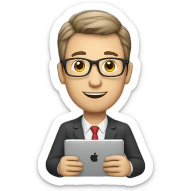 teacher-man with computer in arms sticker