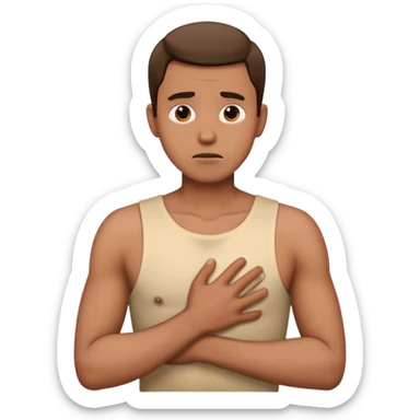 Guy holding his chest sticker