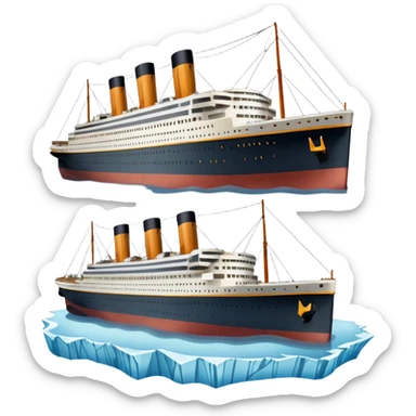 Make the Titanic sinking in the front In splits In the middle sticker